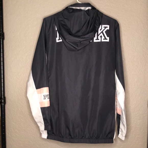 Pink Victoria’s Secret lightweight windbreaker jacket hidden zip hood - Picture 3 of 9